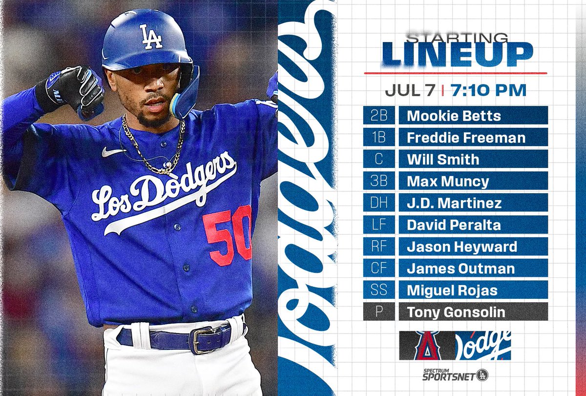 SportsNetLA's tweet photo. Your #Dodgers lineup for the #FreewaySeries opener. ⤵️ https://t.co/YlvYYP08zl