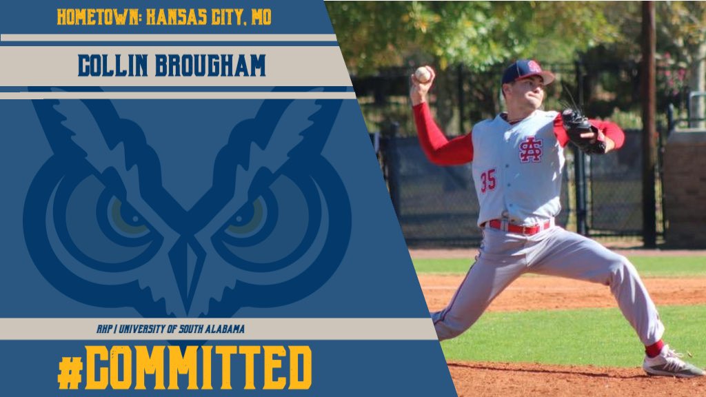 oit_baseball's tweet photo. We would like to welcome Collin Brougham to the Owl Family! Collin is a RHP coming to us from the University of South Alabama. We are excited for another addition to our talented pitching staff! Welcome Collin! https://t.co/HNv1ubEBAa
