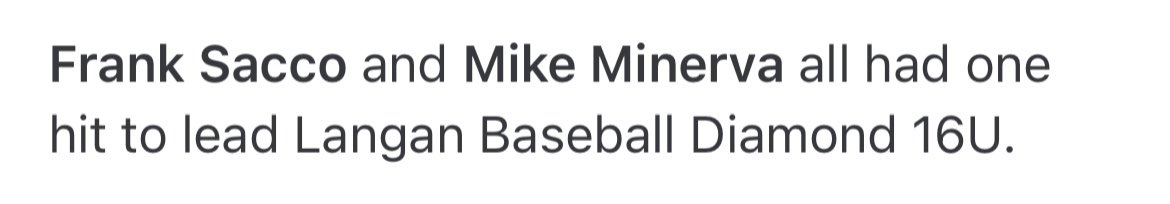 Had another good performance yesterday at Diamond Nation. Went 3-6 yesterday with 2 RBIs. Hit two balls hard off of a UVA commit. Finished the tournament 6-11 with 2 RBIs, a walk, and 3 runs.