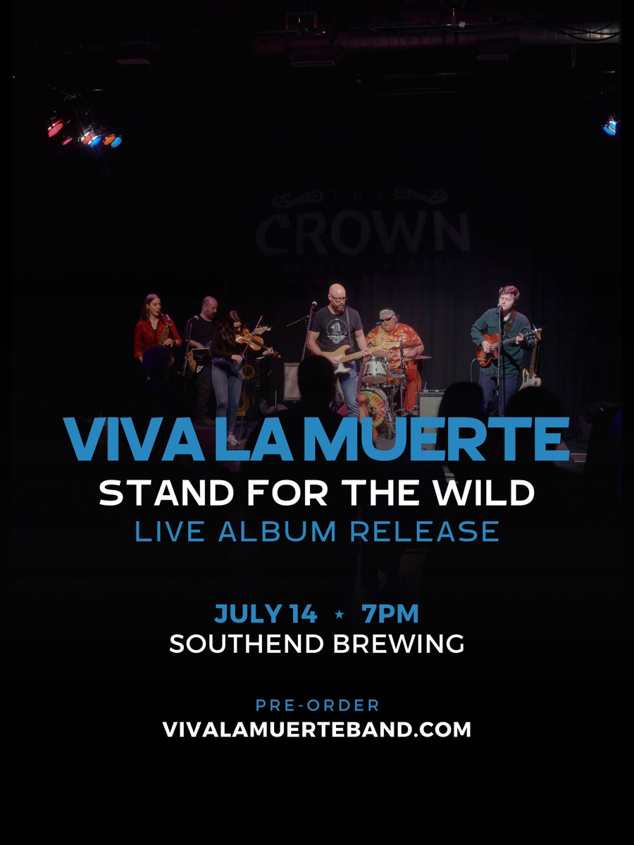 VivaLaMuerteNC's tweet photo. Next Friday, July 14th, we will be performing at SouthEnd Brewing to celebrate the release of our live album, STORM COUNTRY LIVE: STAND FOR THE WILD! Hope to see many of you there to help us celebrate!
#vivalamuerte #vlmband #standforthewild #newmusic https://t.co/smbZnhJwtV