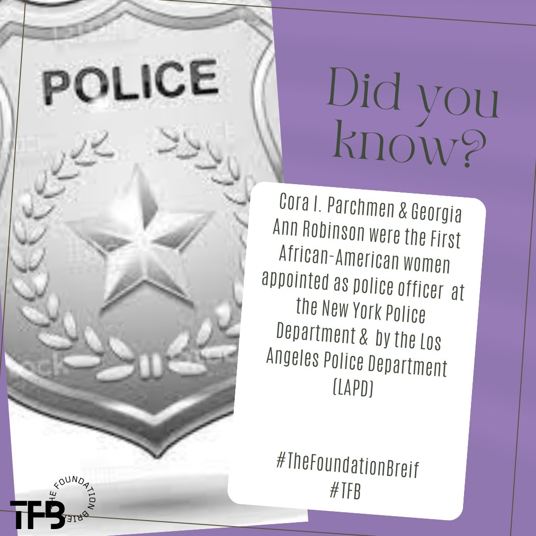FoundationBrief's tweet photo. 👮‍♀️🌟 Cora I. Parchmen &amp; Georgia Ann Robinson broke barriers! They became the 1st African-American women appointed as police officers at the NYPD &amp; LAPD. They paved the way for diversity in law enforcement. A powerful example of strength &amp; representation! 👏🌍✨ #Trailblazers #TFB https://t.co/BtmTuvOBfZ