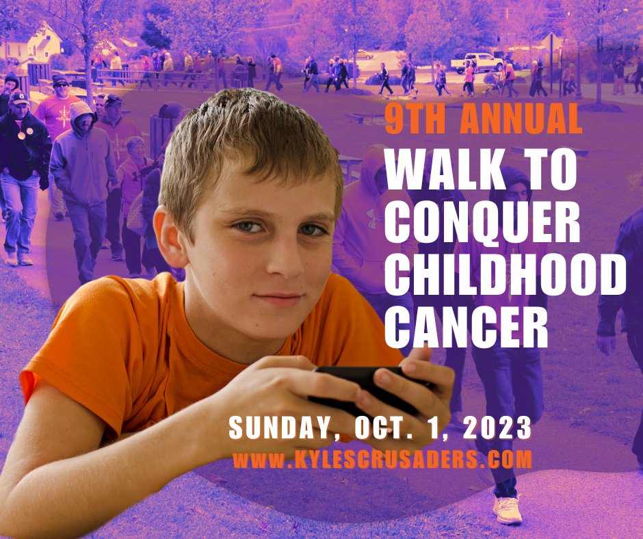 Kyles_Crusaders's tweet photo. REGISTRATION IS OPEN for Kyle's Crusaders 9th Annual Walk to Conquer Childhood Cancer! Will hope you join us October 1. 100% of your donation goes to pediatric cancer research. Thank you so much for all your support. https://t.co/uFGYqtngNq https://t.co/2N1lBQUn4C