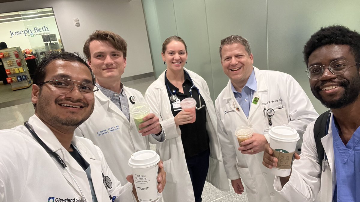 Richard M. Wardrop III, MD, PhD, MACP, SFHM, FAAP (@mud_fud) on Twitter photo One week into my #PGY22 year and positive vibes only. Love this team! <a href="/CCF_IMCHIEFS/">Cleveland Clinic IM</a> <a href="/CWRUSOM/">CWRU School of Medicine</a> @CleClinicLCM <a href="/CleClinicGME/">CleClinicGME</a> <a href="/OhioAcp/">ACP Ohio</a> We tried to get <a href="/medpedshosp/">Med Peds Hospitalist</a> and <a href="/bzfrancisMD/">Brandon Francis</a> to join but they already had fancier coffee! One week into my #PGY22 year and positive vibes only. Love this team! <a href="/CCF_IMCHIEFS/">Cleveland Clinic IM</a> <a href="/CWRUSOM/">CWRU School of Medicine</a> @CleClinicLCM <a href="/CleClinicGME/">CleClinicGME</a> <a href="/OhioAcp/">ACP Ohio</a> We tried to get <a href="/medpedshosp/">Med Peds Hospitalist</a> and <a href="/bzfrancisMD/">Brandon Francis</a> to join but they already had fancier coffee!