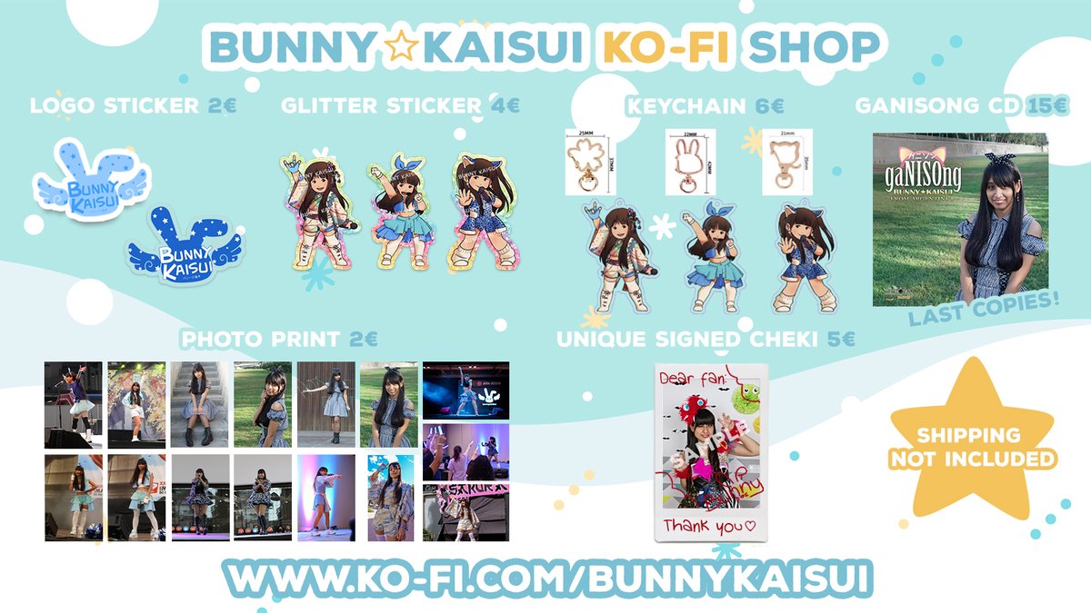 ✨Ko-fi shop OPEN!!✨

Proceeds will go directly to the production of my next single, which will contain two songs. One of the songs is in its final stages of production, while the other is still in the concept phase🤩!

🛒ko-fi.com/bunnykaisui/sh…

#kaigaiidol #overseasidol