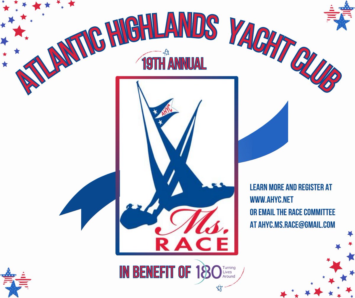Please join us for the Ms. Race! On Sat. 8/19 the <a href="/AH_YachtClub/">AH Yacht Club</a> will host the 19th annual Ms. Race in benefit of #180NJ

For info, registration, and photos from past races, visit ahyc.net and click "Ms Race"