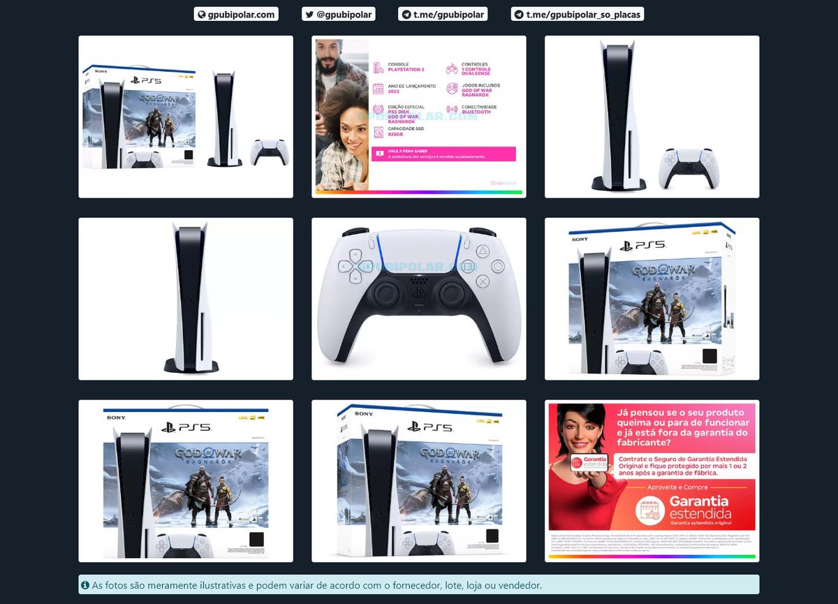 consolebipolar's tweet photo. ↘️ PlayStation 5 2022 825GB 1 Controle Branco Sony - com God of War Ragnarok

😃 REDUZIU e CUSTA: R$ 3.779,10 à vista (-10.00%)
ou 7x de R$ 599,86 (R$ 4.199,02)
📉 QUEDA de R$ -419,90
🕒 15:17:29(-3 GMT)
🏢🚚 Magalu
🎟️ 60GPUBIPOLAR
🔗 https://t.co/mSoGdclKcT https://t.co/uA0QiJJn5d