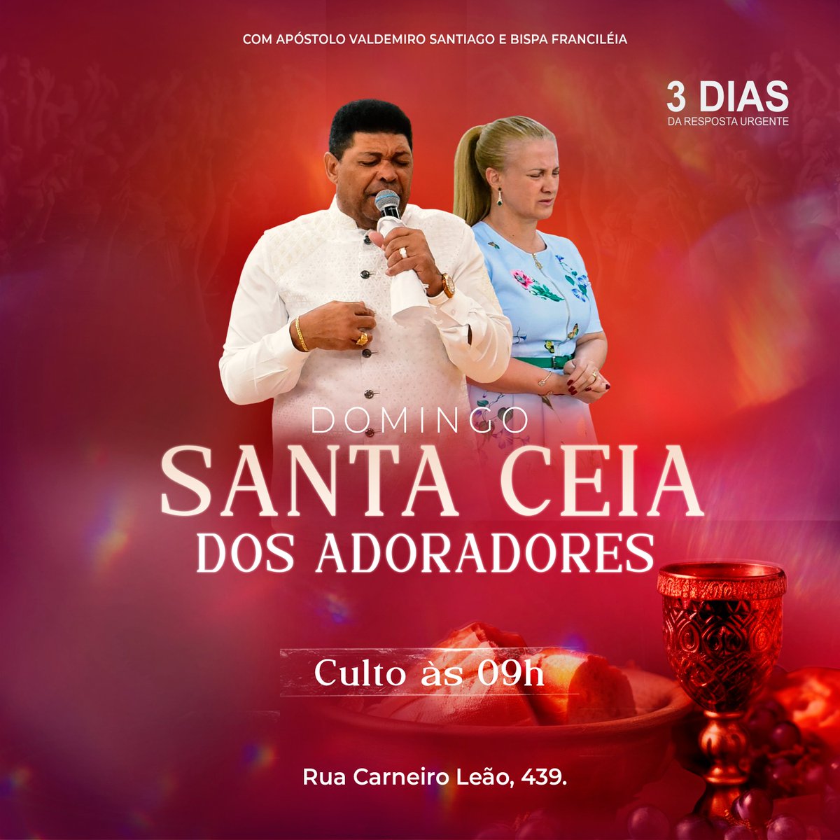 impd_oficial's tweet photo. 🍷🙏 Domingo da Santa Ceia dos Adoradores!

Junte-se ao Apóstolo Valdemiro Santiago e Bispa Francileia para uma experiência sagrada de comunhão e adoração. Venha fortalecer sua fé! #IMPD #SantaCeiaDosAdoradores #ValdemiroSantiago #BispaFrancileia https://t.co/JhGF541FEw