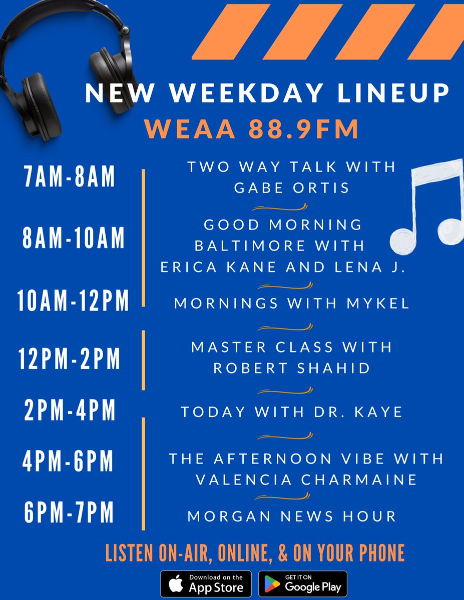 WEAA889's tweet photo. ππΌ Tune into WEAA 88.9 FM on Monday, July 10 to hear our exciting new weekday lineup! #WEAA #PublicRadio #DMVRadio @MorganStateU @SGJCMSU
https://t.co/wochDaGuoE https://t.co/HvFC01ELcp