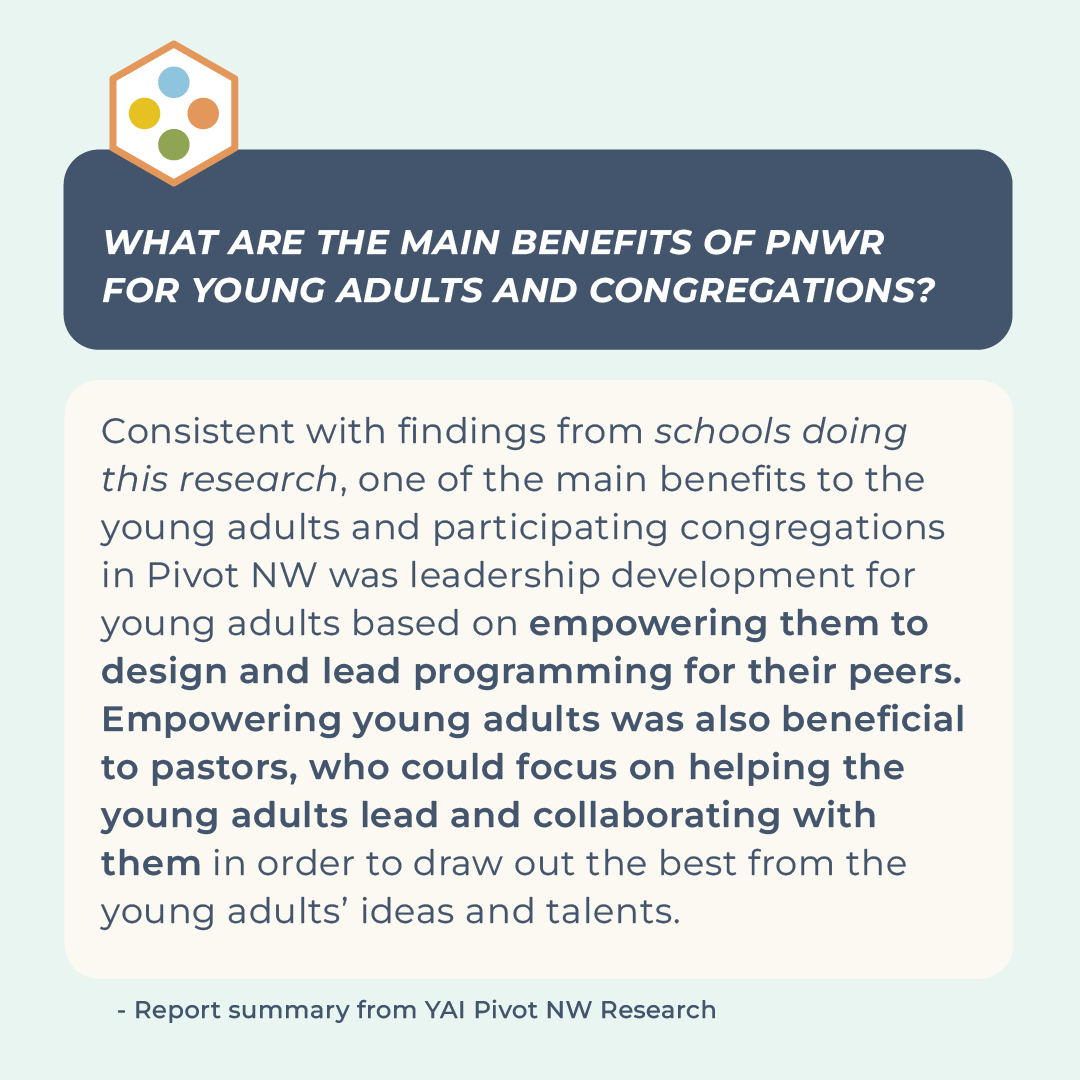 Check out more about the leadership development benefits of Pivot NW Research for young adults and congregations at pivotnw.org/research ! Don't miss out on this opportunity to learn more. #PivotNW #PNWR #PivotNWResearch #LeadershipDevelopment #YoungAdults #Congregations
