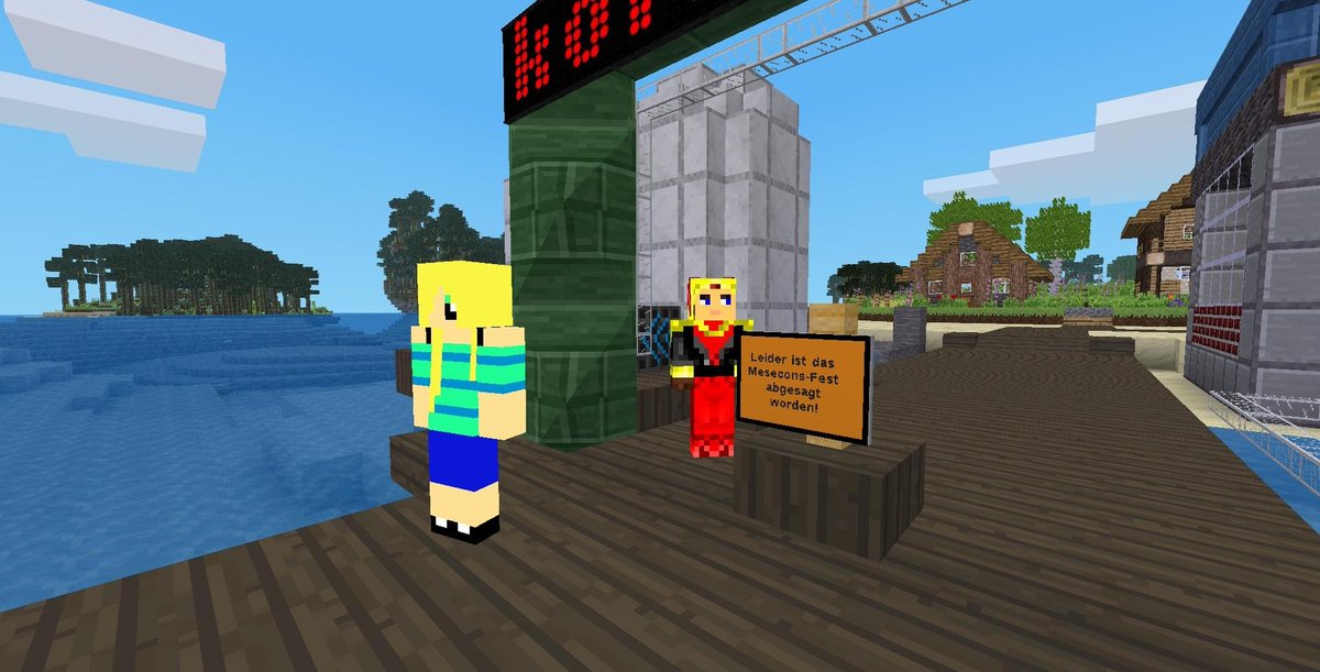 petiteprof79's tweet photo. 🍽Live beim #BLOCKALOTLab Edu: Die Teilnehmenden helfen gerade im #Minetest-Fischerdorf, das von sinkender Fischnachfrage geplagt ist, eine alternative Essensproduktion für eine kommunale Essensausgabe mit #Mesecons &amp; #Pipeworks zu starten🥗Wir sind gespannt #twlz #edubw @lmz_bw https://t.co/z8p0qVfEdE