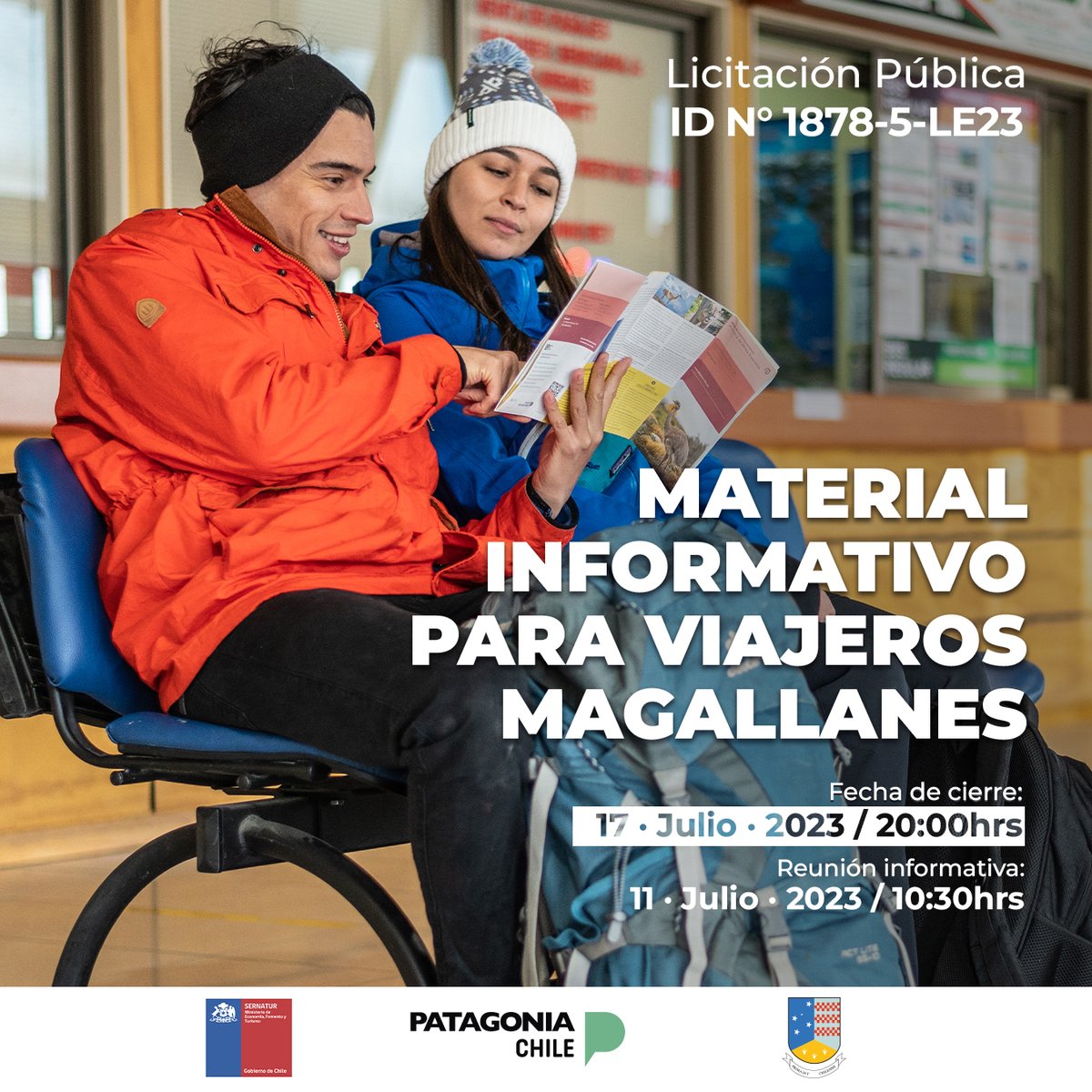 Te invitamos a postular a la licitación: "Material Informativo para viajeros Magallanes", ID N° 1878-5-LE23 🗺

Puedes ver las bases y postular en el siguiente link: bit.ly/3NFxDoB