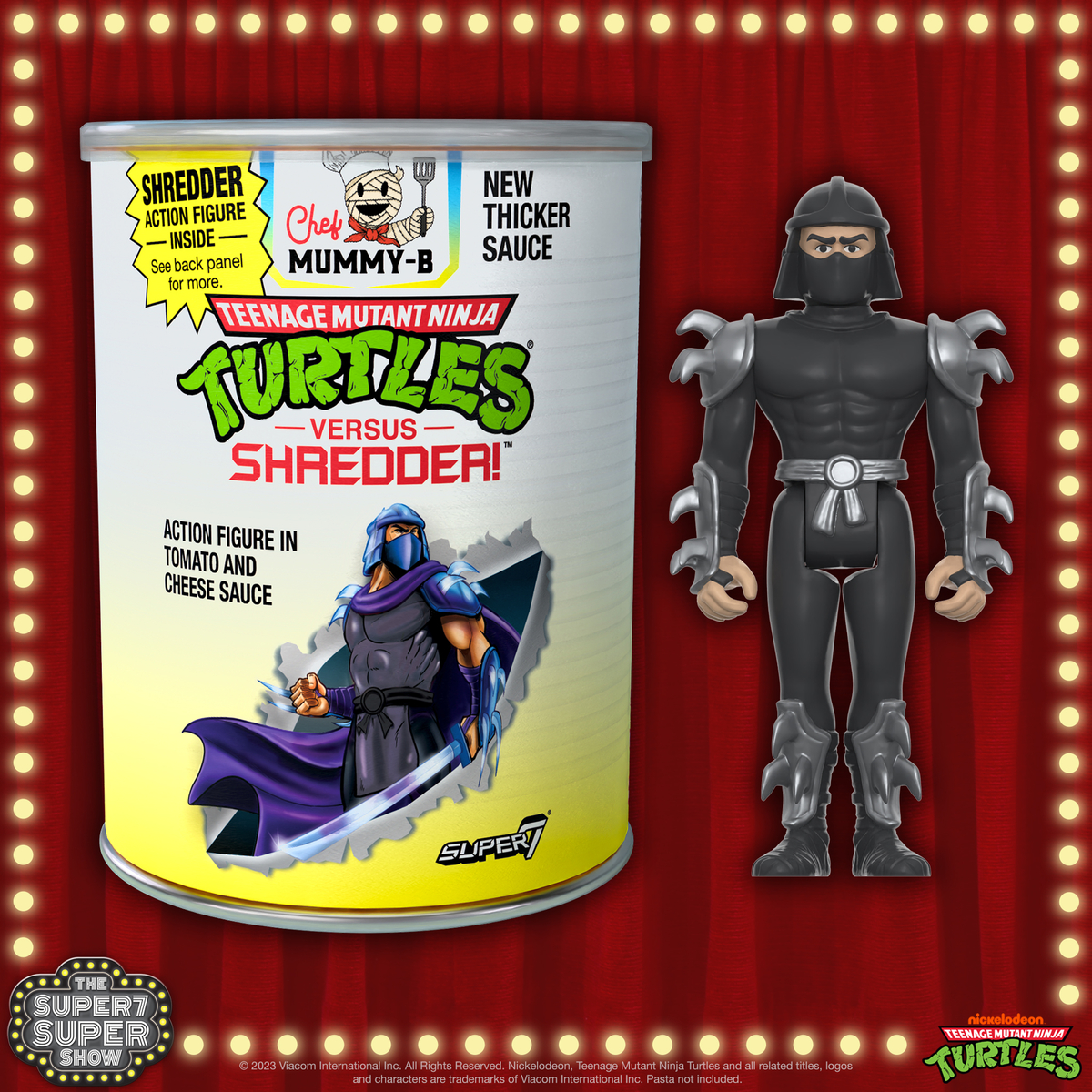 super7store's tweet photo. Look out, Ninja Turtles fans! Shredder is here to help you cut carbs, whether you like it or not! This #SDCC edition Teenage Mutant Ninja Turtles Shredder ReAction Figure is inspired by the vintage Shredder-in-a-Can mail-in promotion. https://t.co/r2kbROqOdi #Super7SDCC https://t.co/jfWu6YT56v