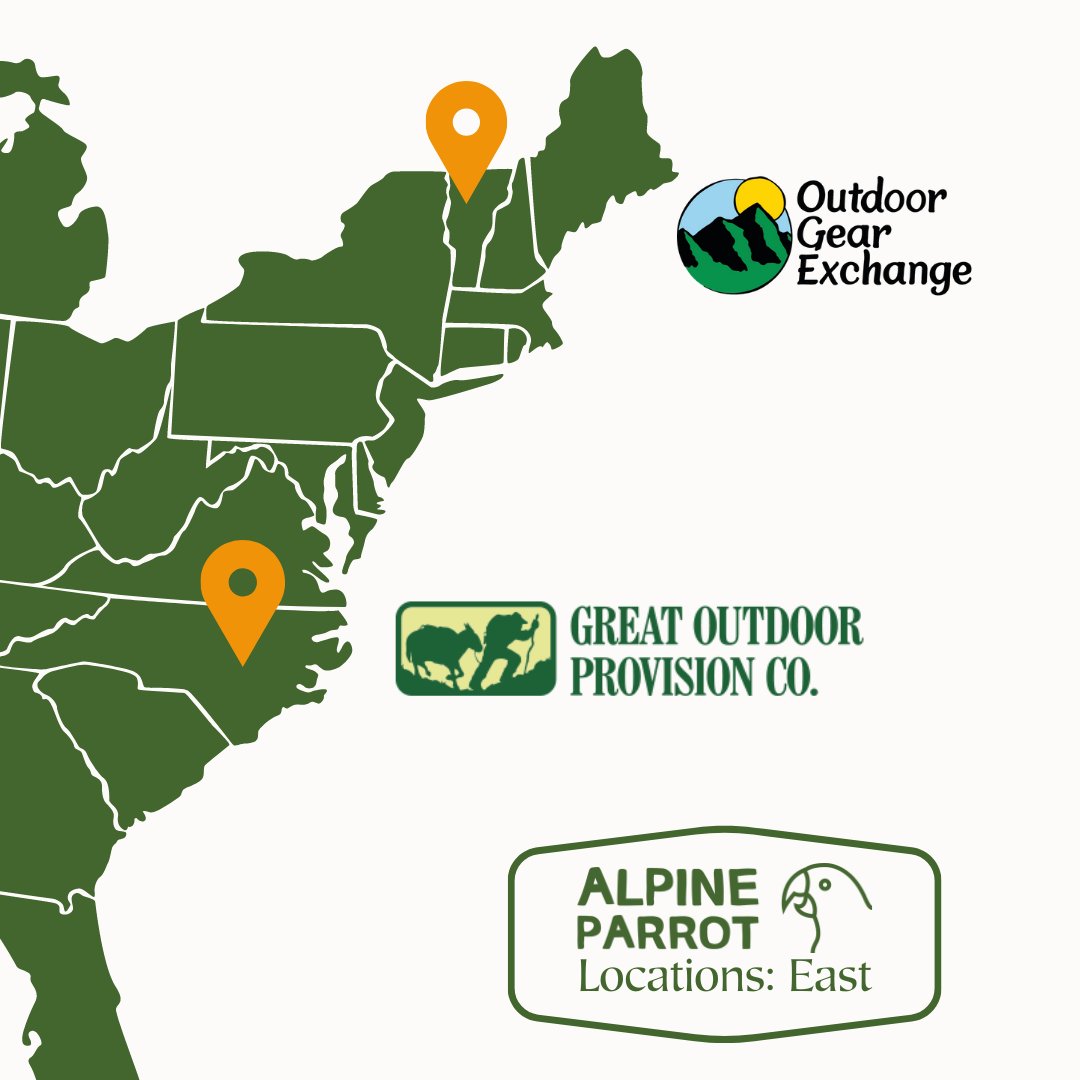 Since July is retail month, it's important to highlight our wonderful retailers!! For those in the Eastern US, definitely check out our friends at @outdoorgearexchange in Burlington, VT and @trustygopc in Raleigh, NC 🎉

#AlpineParrot #RetailMonthAtAP #OutdoorRetail