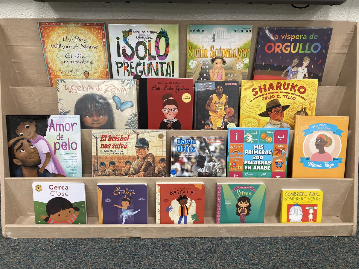 SraWitkowski's tweet photo. Inspired by @MaestraLondon’s keynote at #MittenCI23 I got some new books for my classroom library.  I tried to find something to represent each Heritage Month. https://t.co/ssqPRt82g7 https://t.co/GUArmV7xFr