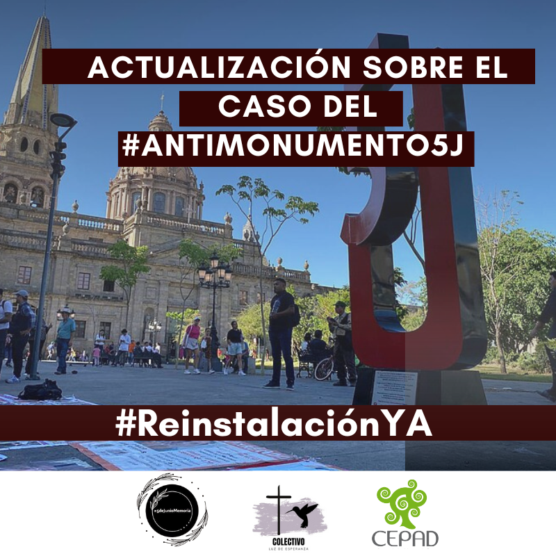 CEPAD_AC's tweet photo. ⚠Actualización #Antimonumento5J
El Juzgado Segundo en Materias Administrativa, Civil y de Trabajo YA realizó la audiencia incidental para resolver sobre la suspensión definitiva del #Amparo5J

Desde el @5deJunioMemoria, @colectivo_luz y @CEPAD_AC abrimos 🧵con + info al respecto https://t.co/bX9AfWpTyh