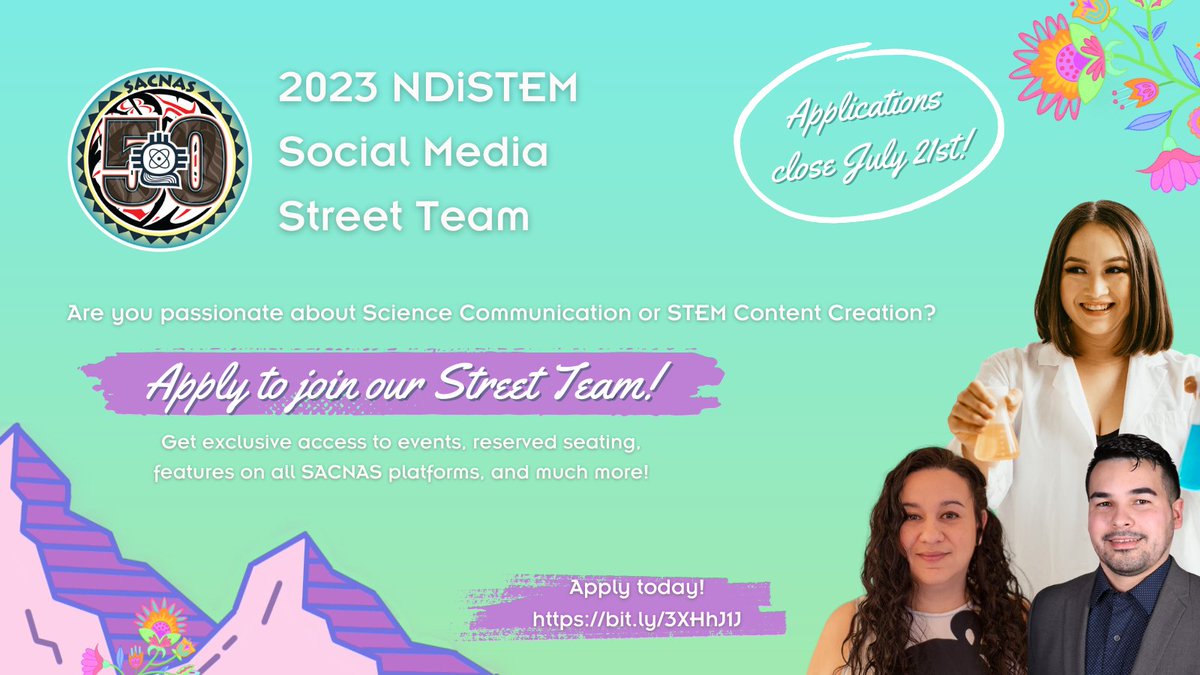 SACNAS's tweet photo. Calling all #ContentCreators and #ScienceCommunicators! 📣

SACNAS is recruiting for the #2023NDiSTEM Social Media Street Team! Members will be working w/ #SACNAS to curate content throughout the conference.

Application closes 7/21 at 11:59pm PT.  https://t.co/XqBth1VsTD https://t.co/iShmmx2QPy
