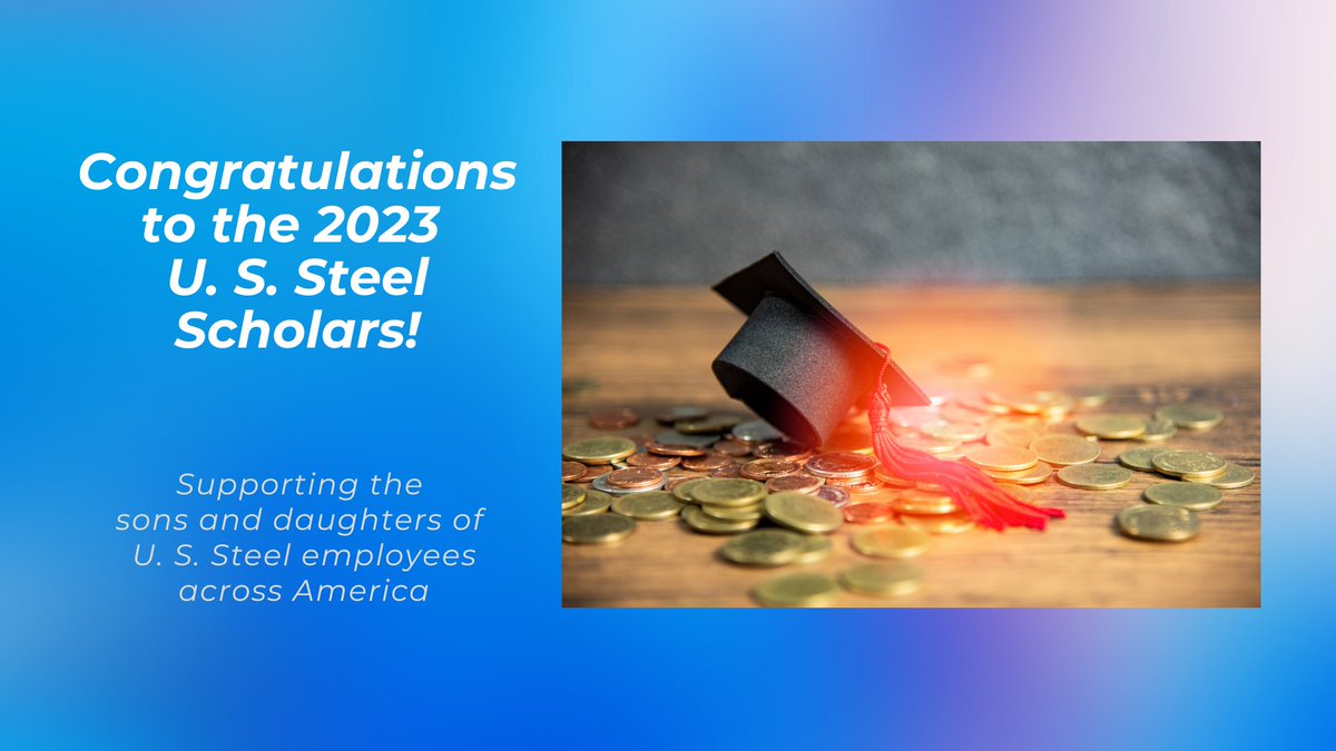 U_S_Steel's tweet photo. Congratulations to the 20 new recipients of #USSteel Foundation Scholarships! Helping the talented children of our dedicated employees achieve their educational goals is one more way we’re delivering on our #BestForAll strategy. 
https://t.co/7t7YuKtCmO https://t.co/F4ZVQBQa4E