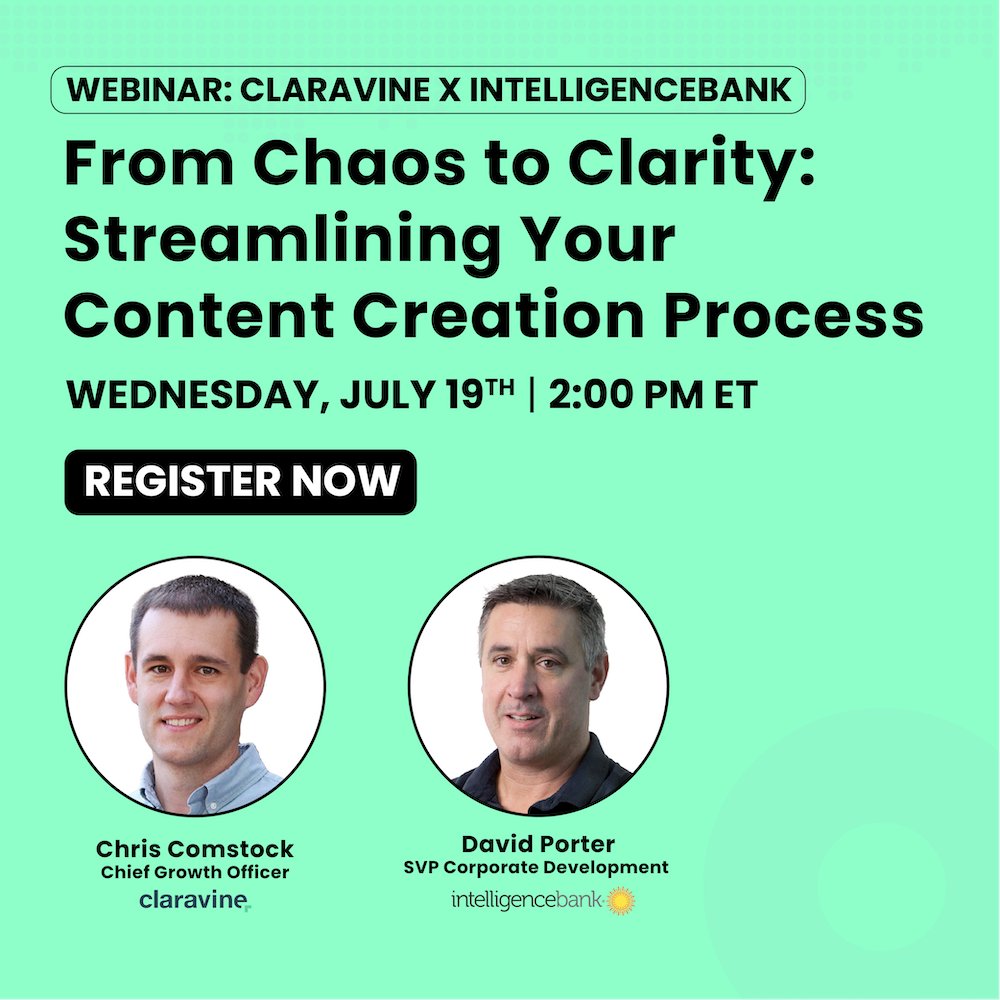 Claravine (@claravinesocial) on Twitter photo Tracking and managing an increasing number of digital assets can be challenging - so Claravine &
<a href="/intellibank/">IntelligenceBank</a> are partnering to help!
Join us on July 19th to hear about best practices for streamlining and categorizing digital assets.
Register here: clr.vn/3NNoTy5 Tracking and managing an increasing number of digital assets can be challenging - so Claravine &
<a href="/intellibank/">IntelligenceBank</a> are partnering to help!
Join us on July 19th to hear about best practices for streamlining and categorizing digital assets.
Register here: clr.vn/3NNoTy5