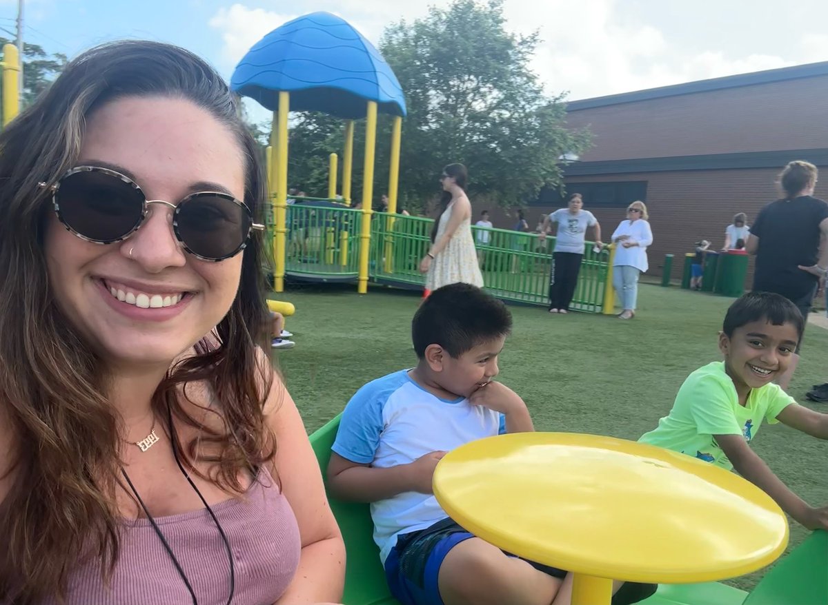 Having SO much fun at ESY! Even Ms. Bowles likes to play on the playground! 🌀😁🛝🌤️ #ESY2023