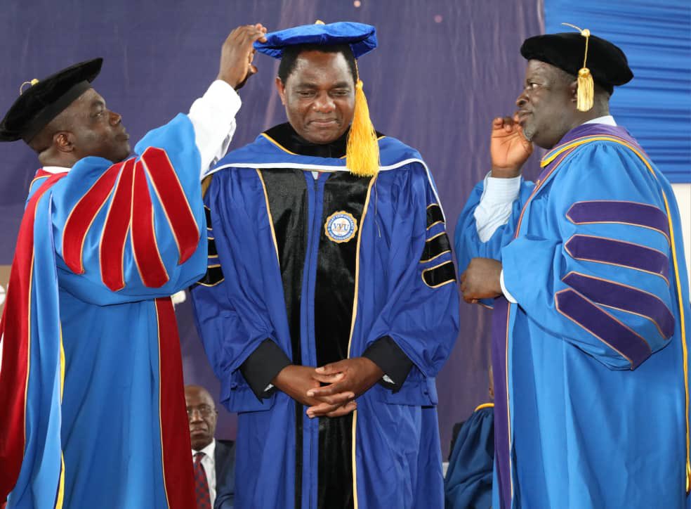 We are grateful for the honorary doctorate degree conferred on us on by Valley View University in Ghana, today. We dedicate this honour to you our fellow citizens for a relentless fight to secure the Zambia we have today. We will ONLY use the doctorate within the guidelines.
