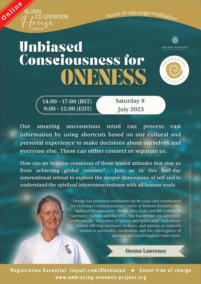 MiamiBK's tweet photo. Mark your calendars &amp; tune into this #online half day international retreat by Brahma Kumari Denise - Rajyogi for 46+ yrs

Sat, July 8
NY Time: 9 to 12 EDT

Registration Essential: https://t.co/wtL6DHUR7n

#Oneness #Unbiased #Consciousness #Religion #Spiritual #Interconnectedness https://t.co/kvgkJ9wKFR