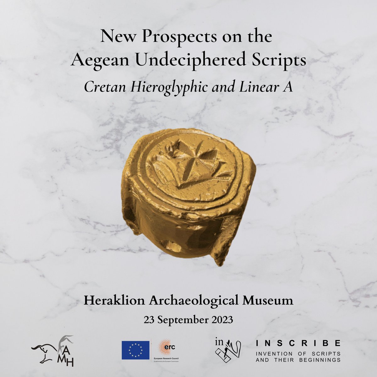 So excited to be co-organizing with INSCRIBE ERC Project a one-day colloquium on the #Aegean undeciphered #scripts at the Heraklion Archaeological Museum! Stay tuned! @InscribeP