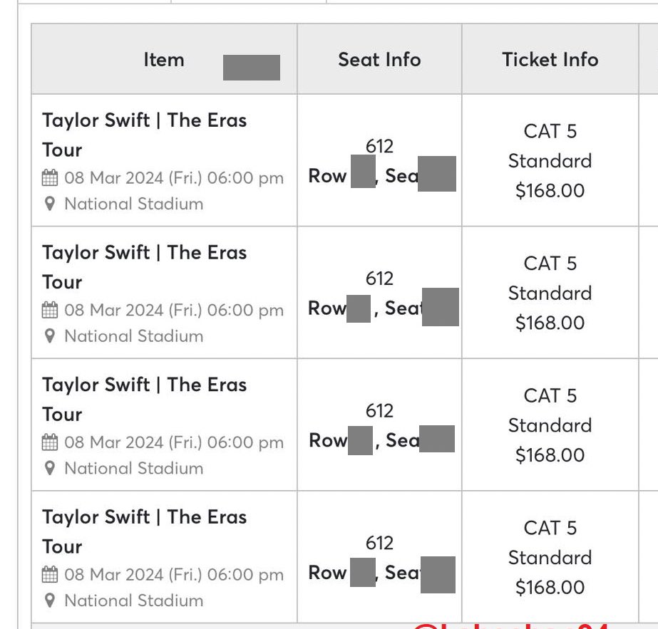 WTS / want to sell 
#SingaporeTSTheErasTour