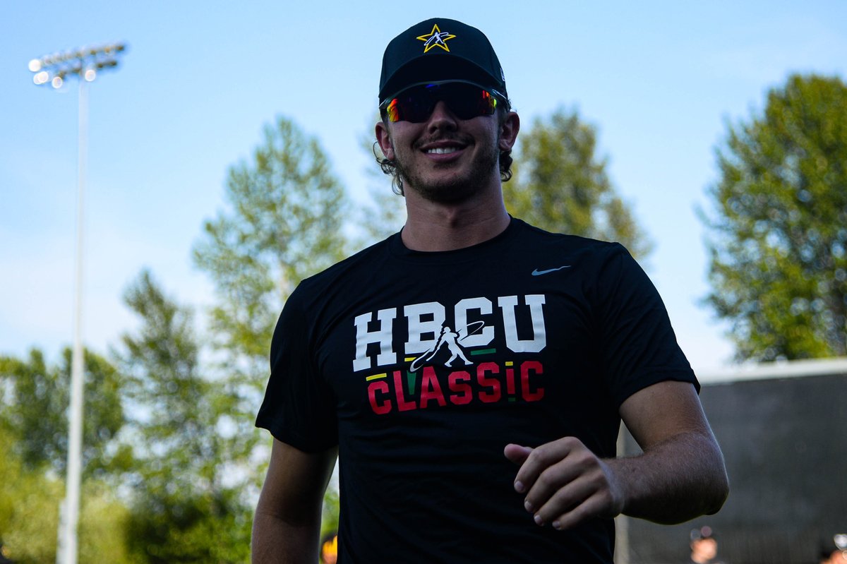 UMESHawkBase's tweet photo. Couple hours away before Brantley takes the field in Seattle for the HBCU Swingman Classic. 10:30 p.m. ET on MLB Network! https://t.co/kkVaZR1oqa