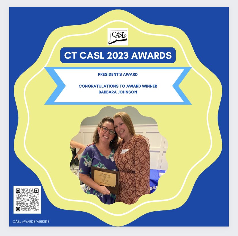 Congratulations to @ctcasl 2023 President’s Award winner @technojohnson for all the work & support for CASL & the CASL President you have shown! @aasl #ctlibraries @MsThomBookitis @jluss @ljbh35 @valdilorenzo @JohnReadLibrary @AGoodLibrarian @KateMCandido