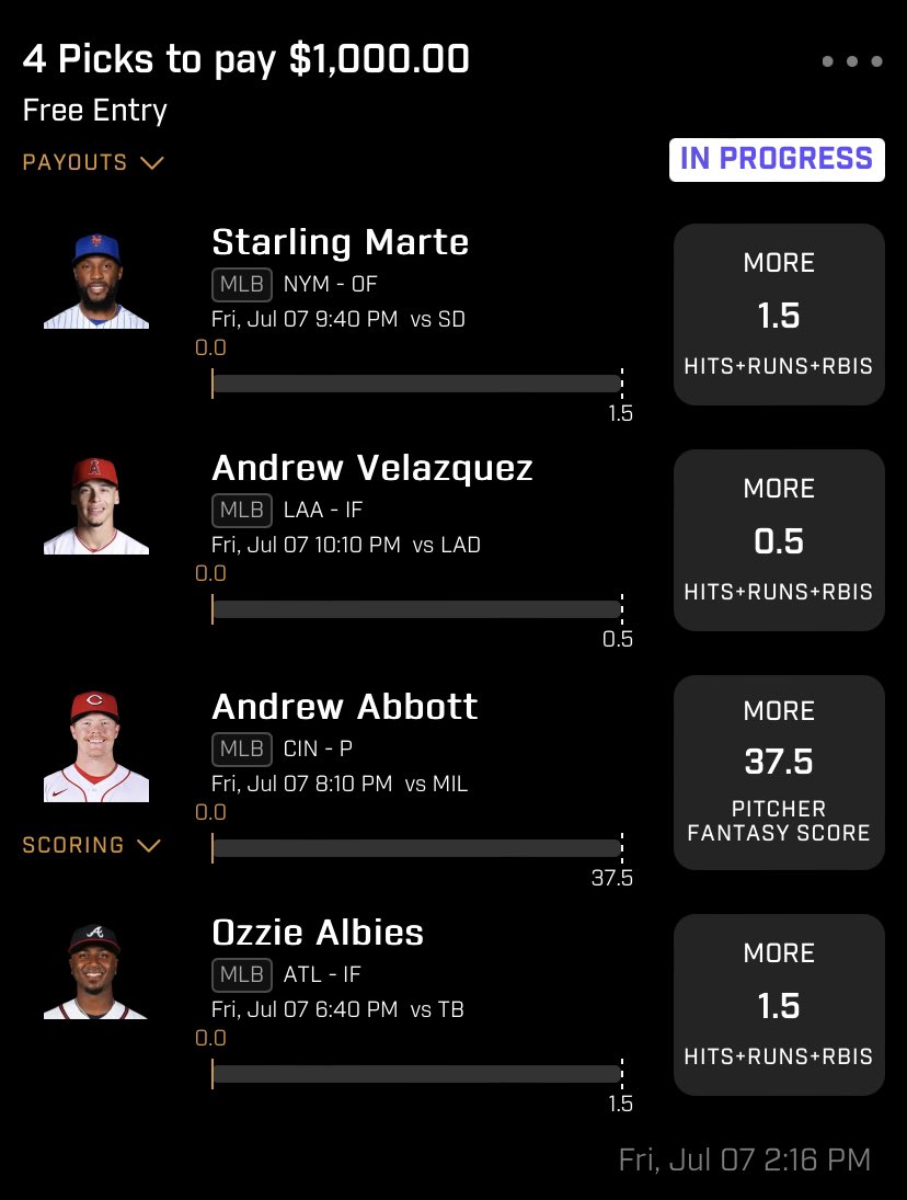 StephsJokerFace's tweet photo. Got a free flex4 on #PrizePicks
Here’s how I played it 😈
Photo with write up💥
LFG😎💸
#GamblingTwitter #PlayerProps #MLB #mlbprops #flex4 https://t.co/zUbSv31UBT