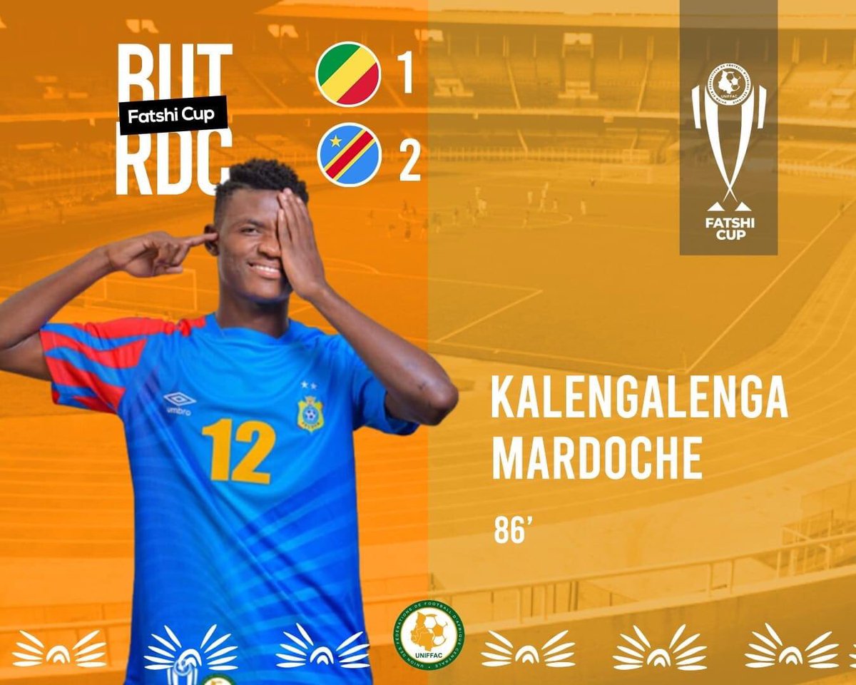 FatshiCup's tweet photo. [𝗨𝗡𝗜𝗙𝗙𝗔𝗖-𝗙𝗮𝘁𝘀𝗵𝗶 𝗖𝘂𝗽 𝗨𝟮𝟬 - 𝗞𝗶𝗻𝘀𝗵𝗮𝘀𝗮 𝟮𝟬𝟮𝟯- Journée 3] 

⚽️Buuuuuuut des léopards !!!!

🏁 RD Congo 🇨🇩 U20 🆚 🇨🇬 Congo 2:1 92'

#UNIFFAC #FatshiCupU20 https://t.co/4RwuNzIZjr