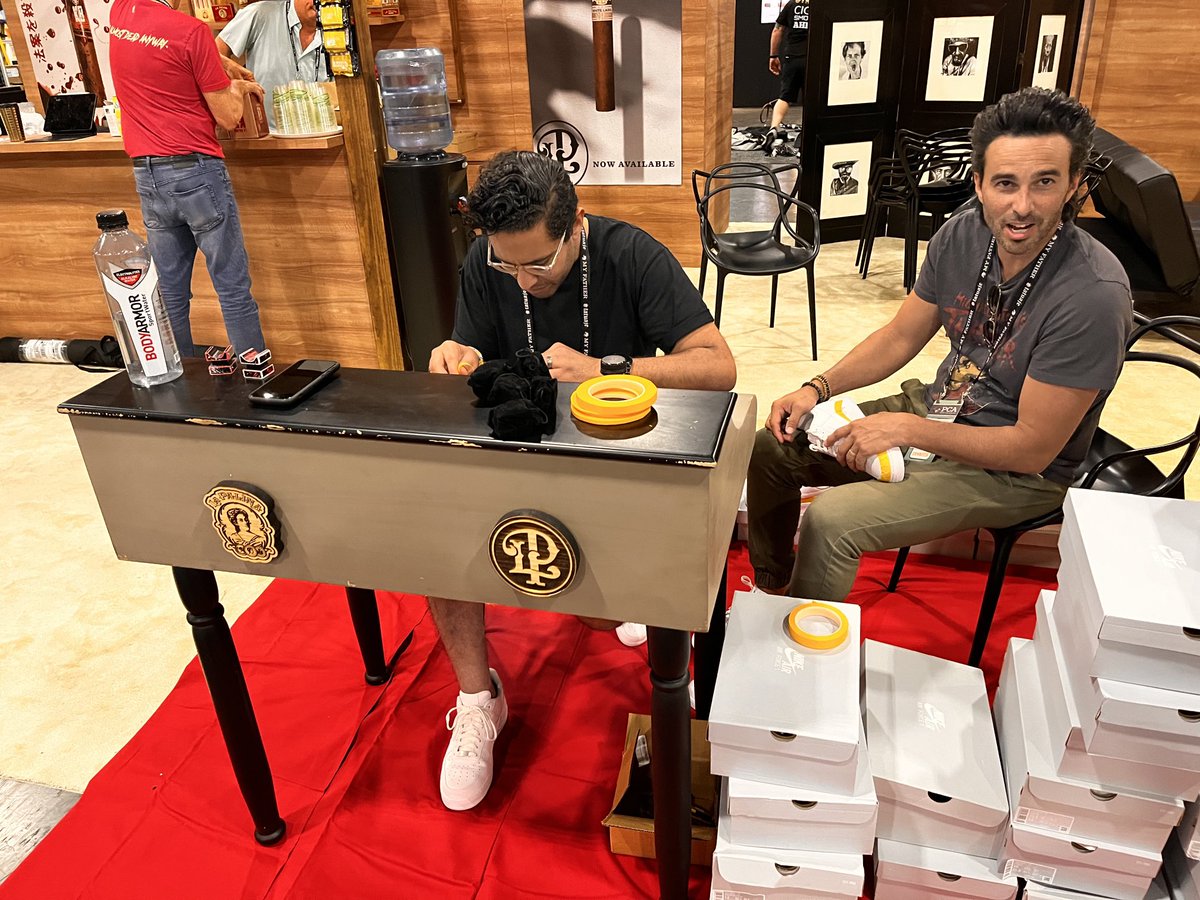Fabricating our “Kill Bill” Nikes at 2023 PCA trade show. #LaPalinaCigars #killbill