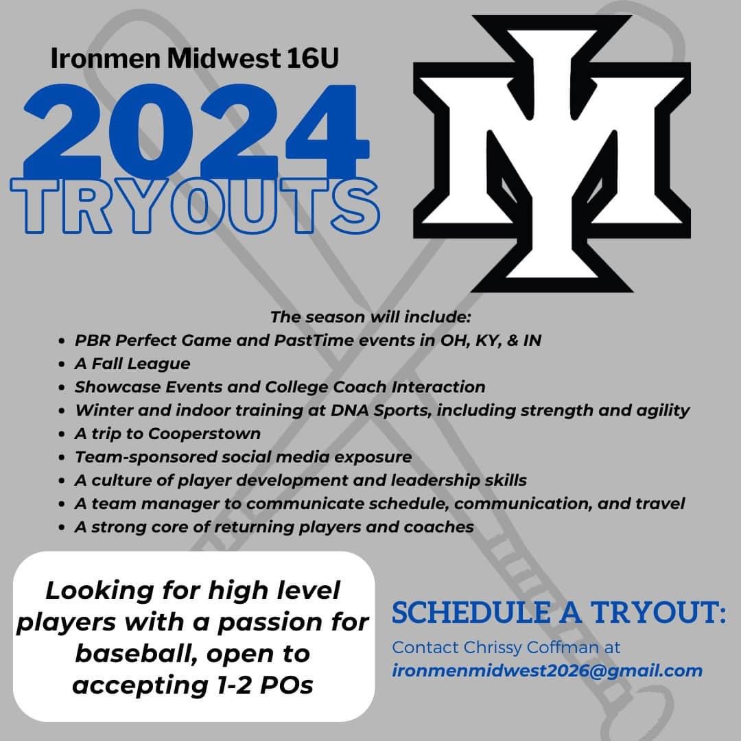 IronmenMW's tweet photo. Looking to add some high level players who love baseball! Will have some high exposure tournaments and a lot of fun! https://t.co/181ug4DG1K