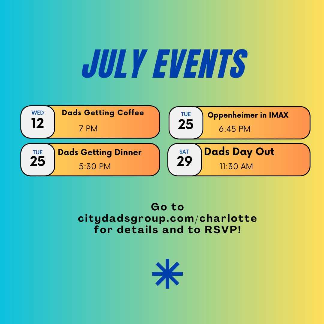 We've got a great series of events lined up this month! Head to charlottedadsgroup.com for all the details, and remember to RSVP! #citydads