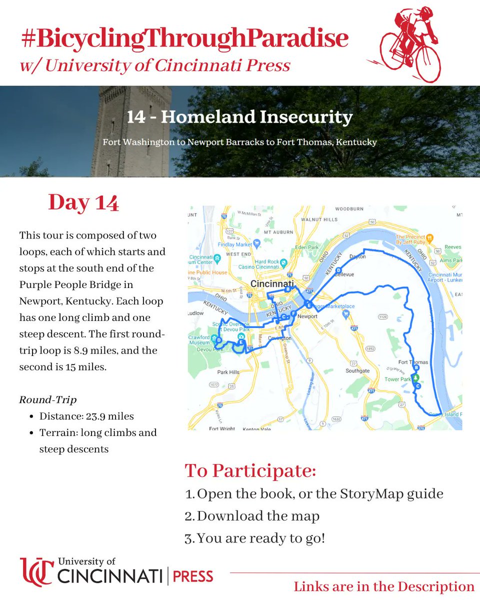 University of Cincinnati Press (@ucincipress) on Twitter photo 🚲Day 14
Explore #Cincinnati and it's surroundings with #Storymaps and #BicyclingThroughParadise
Link to interactive maps:
buff.ly/3Mk6M2C
Link to purchase the book:
buff.ly/3ZuILJC
#publisher #publishing #newbook #cincinnati #uofcincy #ucincy #library #books 🚲Day 14
Explore #Cincinnati and it's surroundings with #Storymaps and #BicyclingThroughParadise
Link to interactive maps:
buff.ly/3Mk6M2C
Link to purchase the book:
buff.ly/3ZuILJC
#publisher #publishing #newbook #cincinnati #uofcincy #ucincy #library #books