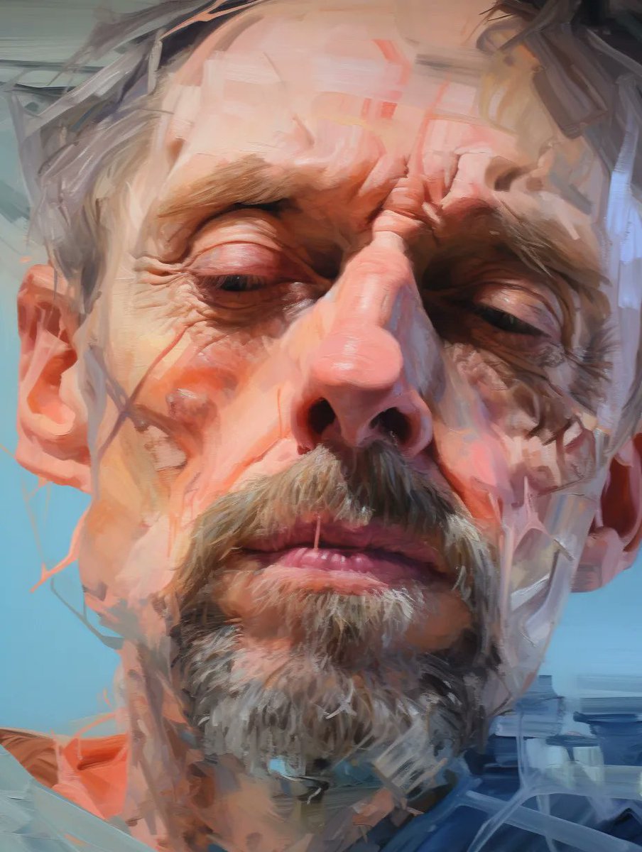 DavidVanEveren's tweet photo. #aiart "paintings" inspired by some of my favorite painters like Jenny Saville, I think she exerted the most influence over the AI, but there are other artists in there ;-) https://t.co/M66lC4E6K9
