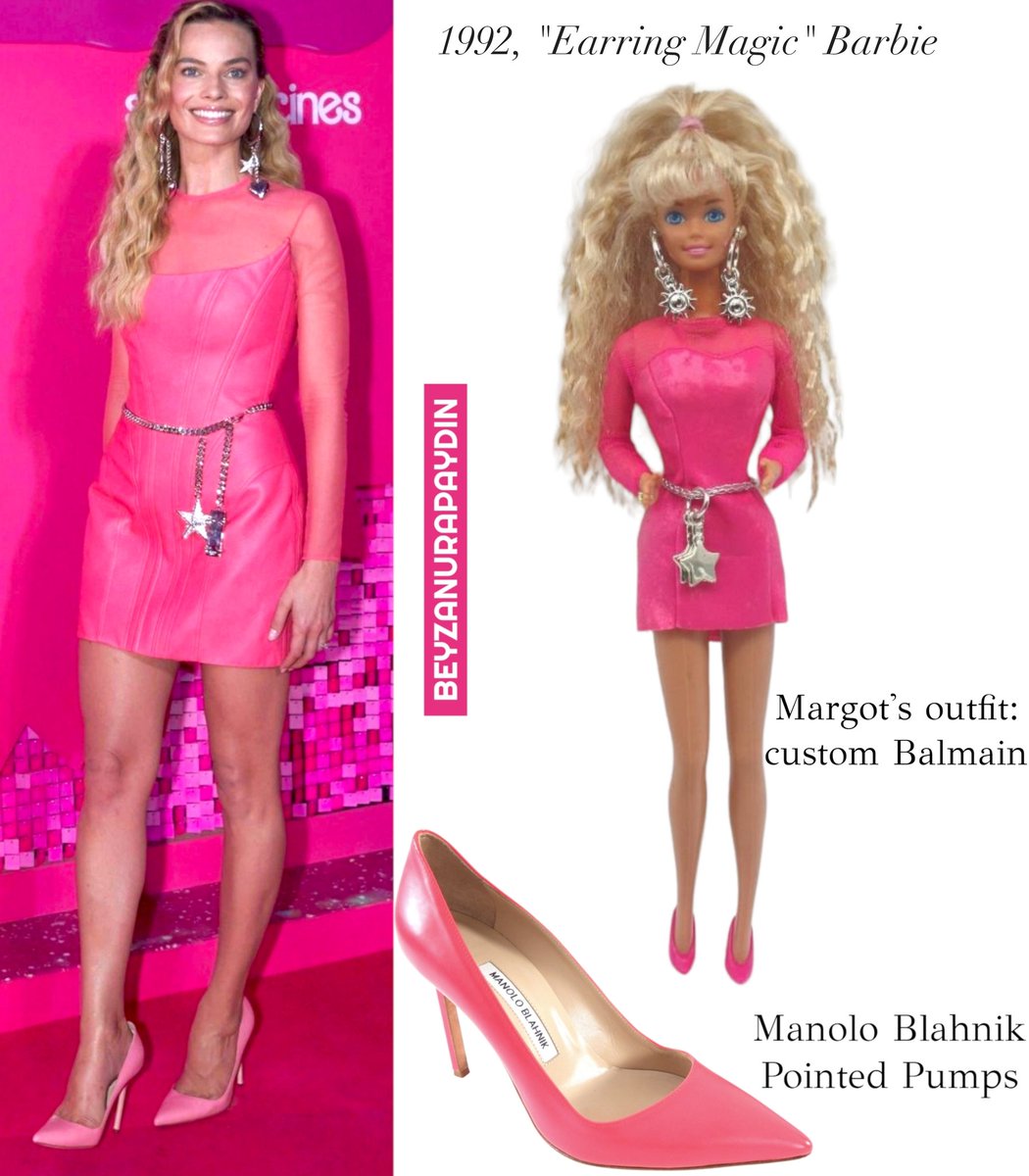 beyzanurapaydin's tweet photo. Here's a complete guide to Margot Robbie's Barbie press tour style including runway &amp; Barbie references, shoes &amp; accessories. More looks will be added as they drop. I also included her outfits when she was with her fans during the press tour!  @barbiethemovie #BarbieMovie #Barbie https://t.co/JsObptjuWs