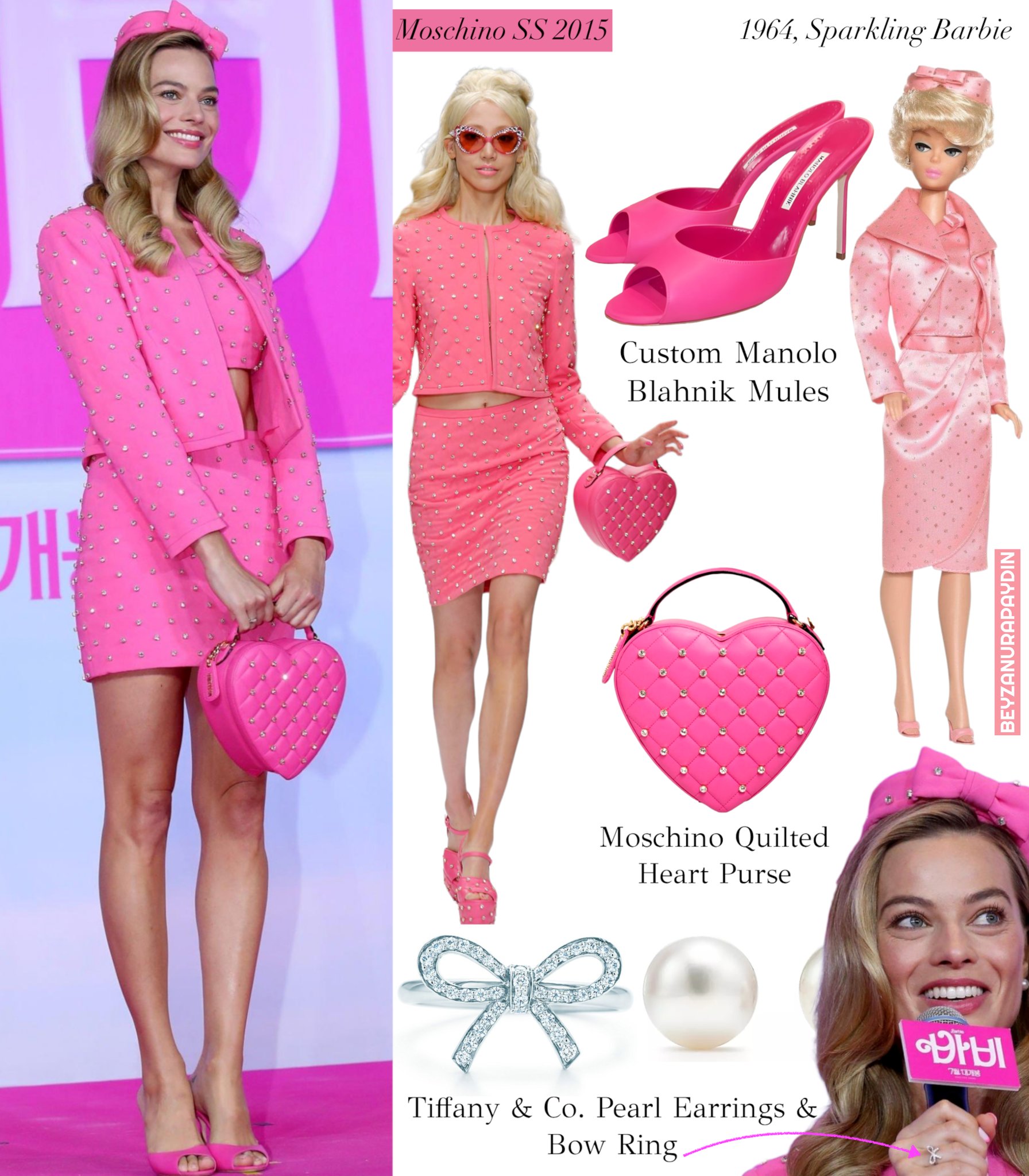 beyza misses chandler on X: Her look was 2015 Moschino but her headpiece  was custom made to match the 1964 Barbie. Her Valentino dress was custom  made which took inspiration from both