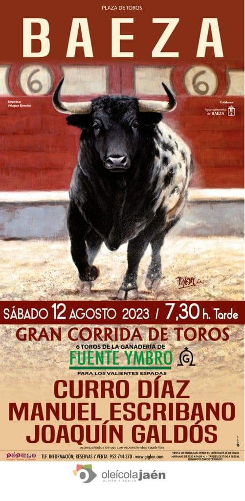 Baeza presentan el cartel de feria para el próximo sábado 12 de agosto con toros de Fuente Ymbro para <a href="/CurroDiazOf/">Curro Díaz</a>, Manuel <a href="/InfoMESCRIBANO/">Manuel Escribano</a> y Joaquín <a href="/JGaldosM/">Joaquin Galdós</a> <a href="/portaltaurino/">Portal Taurino</a>