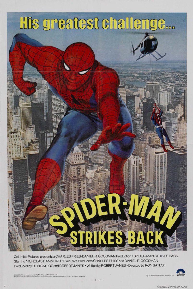 rsadovski's tweet photo. Da série “filmes que basicamente só eu acho incríveis”

# 400 ‘O Homem-Aranha Volta a Atacar’, de Ron Satlof, com Nicholas Hammond, Robert F. Simon, Chip Fields, Robert Alda e JoAnna Cameron

#filmesincriveisdosadovski 
#spidermanstrikesback https://t.co/DROM6Y3ZMw