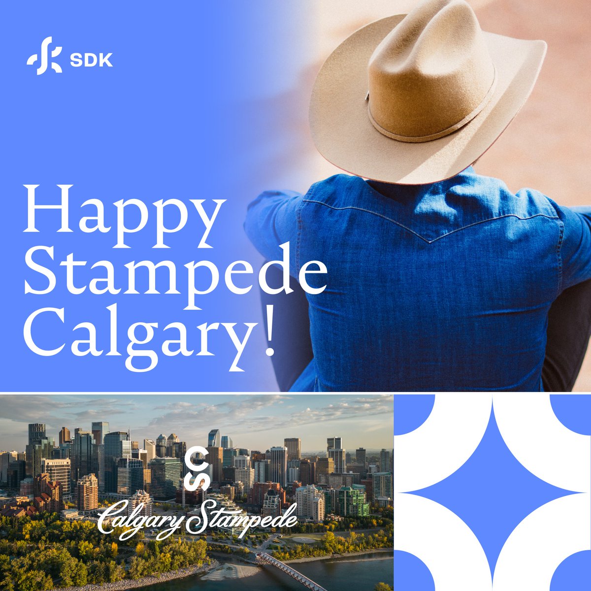 Stampeding into the first day of #Stampede2023! Celebrating from our #cowtown HQ, SDK is proud of our Western roots. Here's to a vibrant showcase of heritage & community, and the Greatest Outdoor Show on Earth! #calgarystampede #calgarystampede2023 #yyc