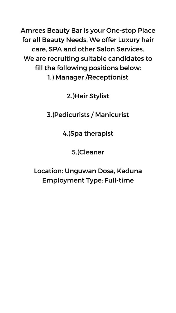 AmreesBeautyBar's tweet photo. WE ARE HIRING!!! https://t.co/84fCK8KLhK