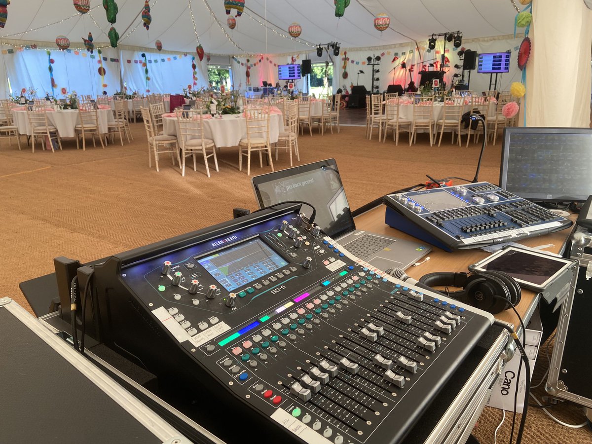 Tech position for the BBF St Swithuns Fiesta ready and waiting for the guests to sit down.