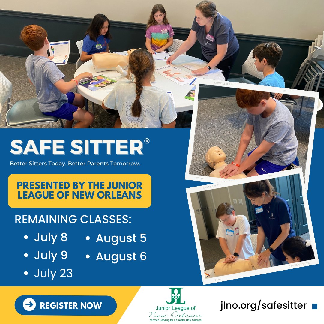 Limited spots remain for #JLNO <a href="/SafeSitter/">Safe Sitter</a> classes! Boys &amp; girls ages 11 to 13 will learn how to be safe when they’re home alone, watching younger siblings, or #babysitting. Sign your kids up today at jlno.org/safe-sitter.
