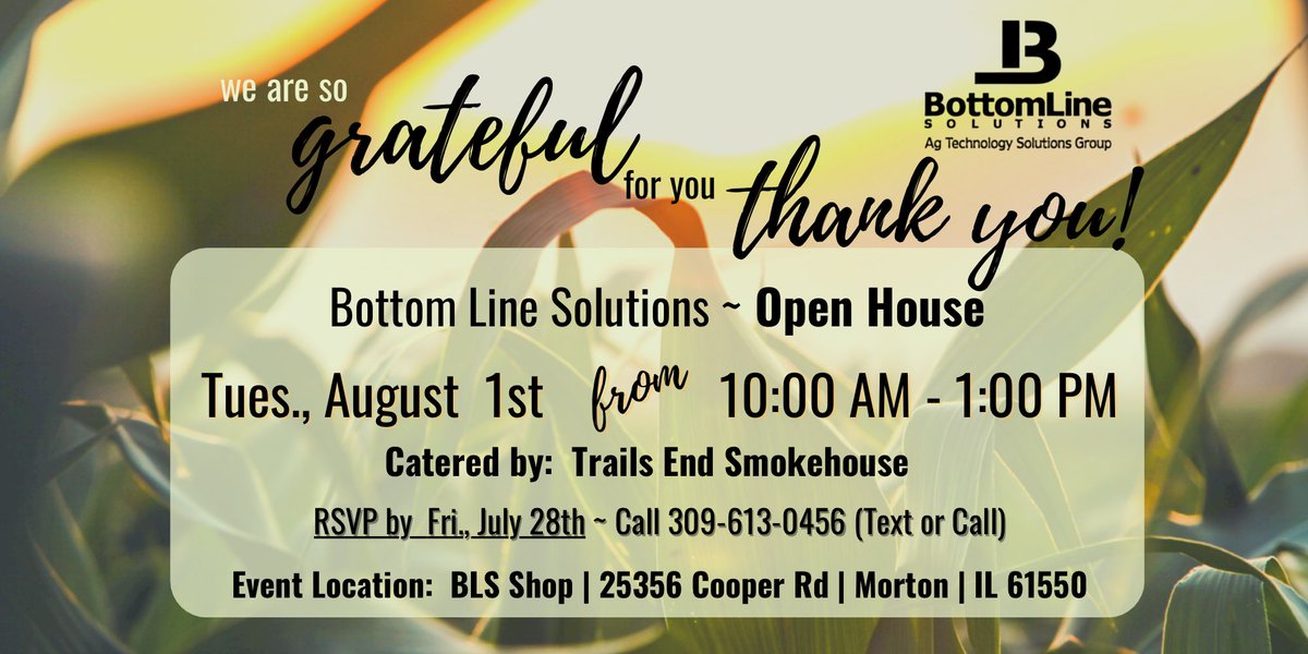 We are 3 wks away from our Appreciation Day-Open House. Mark your calendar to join us. Tues., August 1st.RSVP at:  tinyurl.com/2z2ev62b
 Want to know more about our tea what we have to offer you &amp; your operation stop by and learn more! #trustBLS