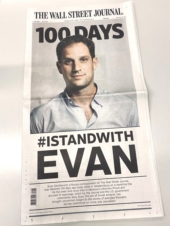100 days ago I got a text from a colleague asking if I had heard from <a href="/evangershkovich/">Evan Gershkovich</a> . 100 days is an appalling amount of time.
#FreeEvan
#IStandWithEvan
#JournalismIsNotACrime