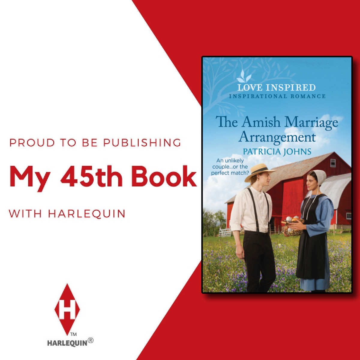 AuthorPatJohns's tweet photo. THEIR AMISH MARRIAGE PROPOSAL releasing end of this month is my 45th book with @HarlequinBooks! I couldn't be prouder! https://t.co/j5QUW66PZ5