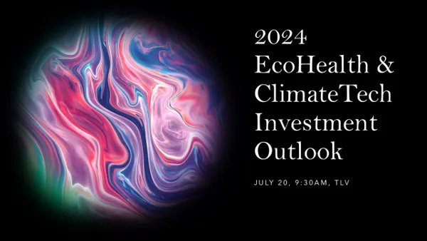Thurs., July 20 - 9:30-11:30AM - #EcoHealth / #ClimateTech Investment Outlook, Tel Aviv.

Investors, academics + #environmental tech thought-leaders explore the #Israel-innovation landscape. 

Honored to moderate this <a href="/mHealthIsrael/">mHealthIsrael</a> conversation.

RSVP: bit.ly/43knxiK