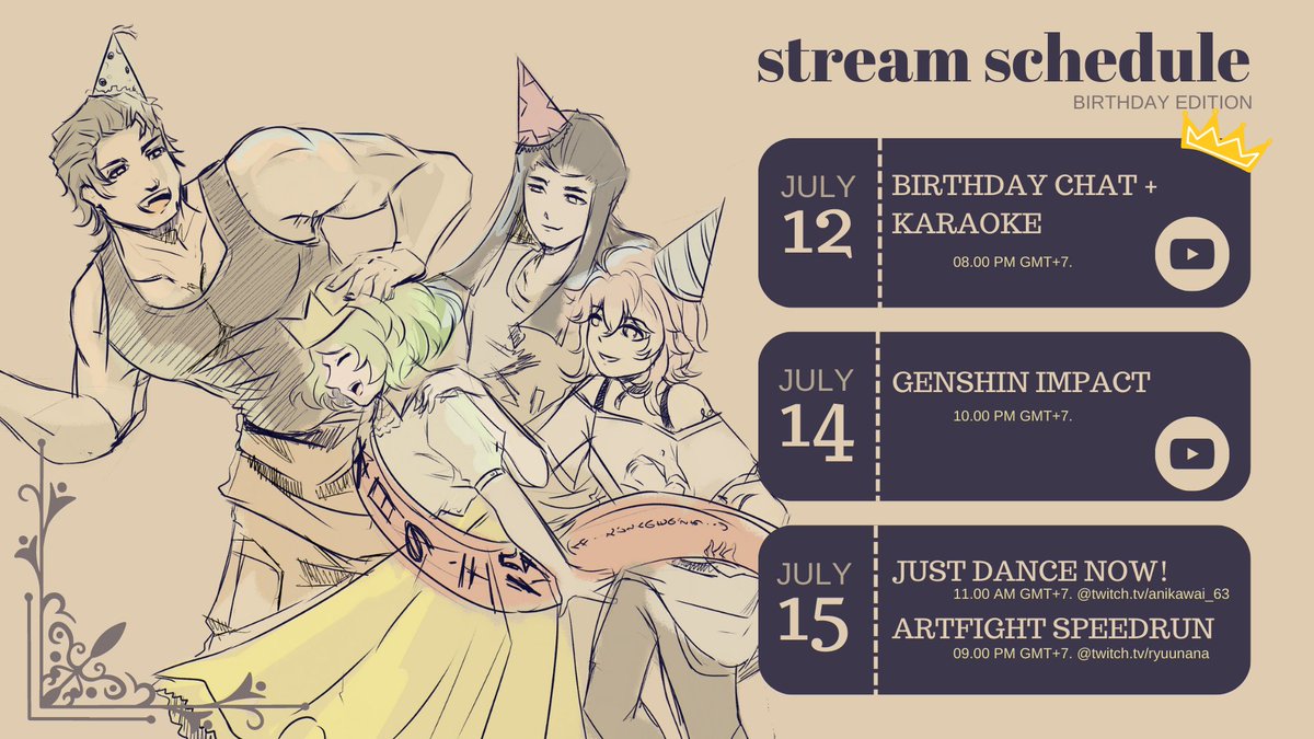 ryuunana_'s tweet photo. <ATTENTION>
Guess what's up next week? That's right! Your demon is supposed to have a giant birthday but sth happened and we went last minute on the preparation. 
Regardless! The show must go on, so let's give it all we got! >:D
#VTuber
#ryuunanairs #StreamSchedule
(1/3) https://t.co/0LcZ29BAyj