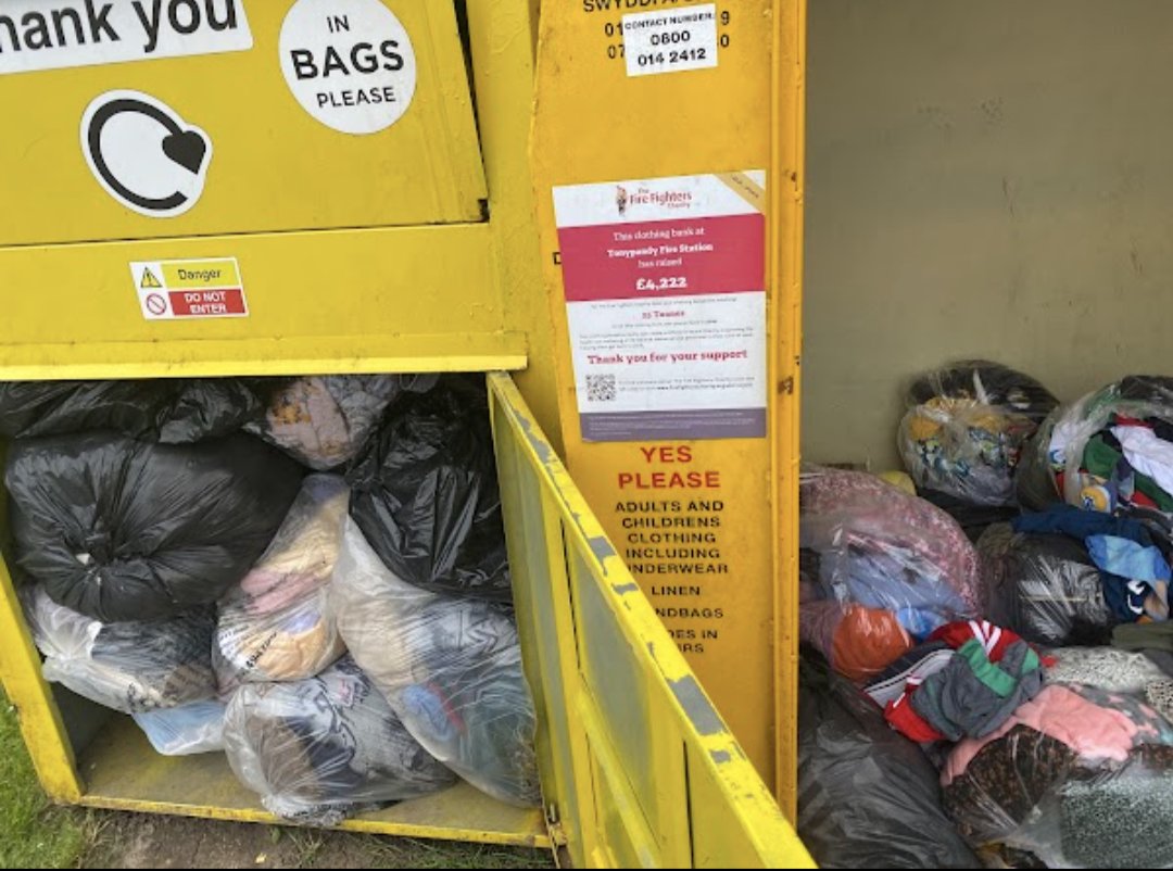 CMCWales's tweet photo. The wonderful community of #Tonypandy has helped raise over 400kg of used clothing this week to support @firefighters999 @SWFireandRescue

To put this into context, they've raised nearly 10,000kg of clothing since January 2023! ♻️👕

#Charity #Export #Clothing #Community #Wales https://t.co/nTOfjAhEPQ